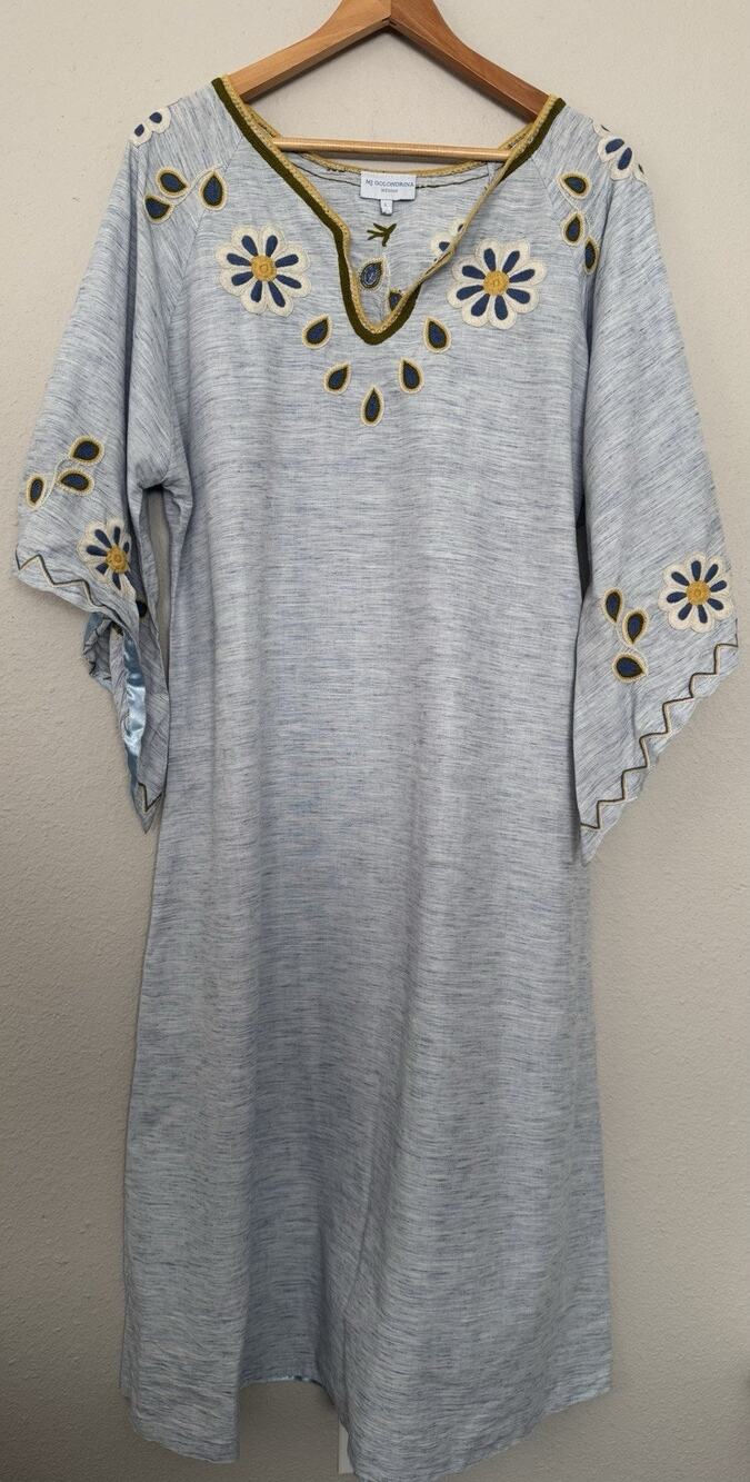 Mi Golondrina Hand Embroidered Midi Dress Size L